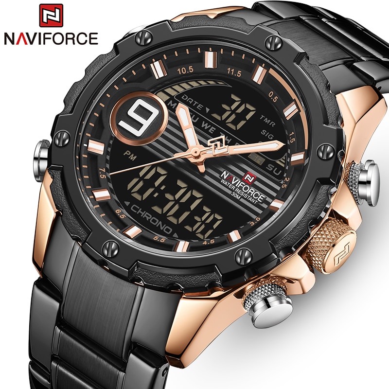 Naviforce Heren Horloge Top Luxe Rvs Waterdichte Heren Horloges Mode Quartz Man Horloges Voor Mannen