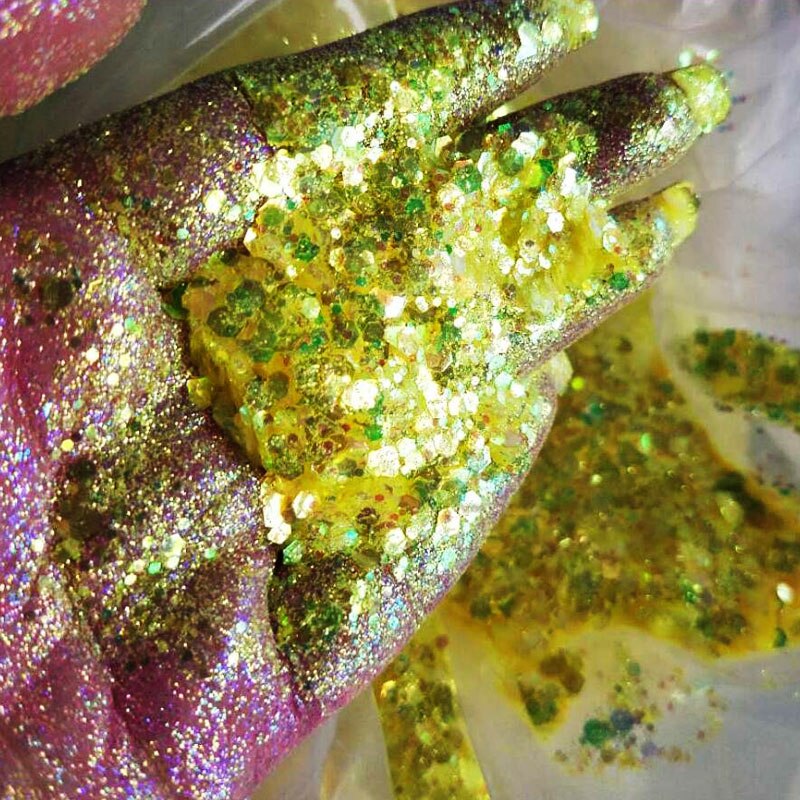1.76 oz påsar chunky till fin / lös glitter orange / guld glitter mix "pumpa spice", nail art glitter, löst glitter,