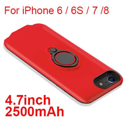 2500mAH 5000mAh Phone Battery Charging Case For iPhone 6 6s 7 8 3700mAh 7200mAh Battery Charger Case For iPhone 6/6S/7/8 Plus: 4.7 2500mah Red