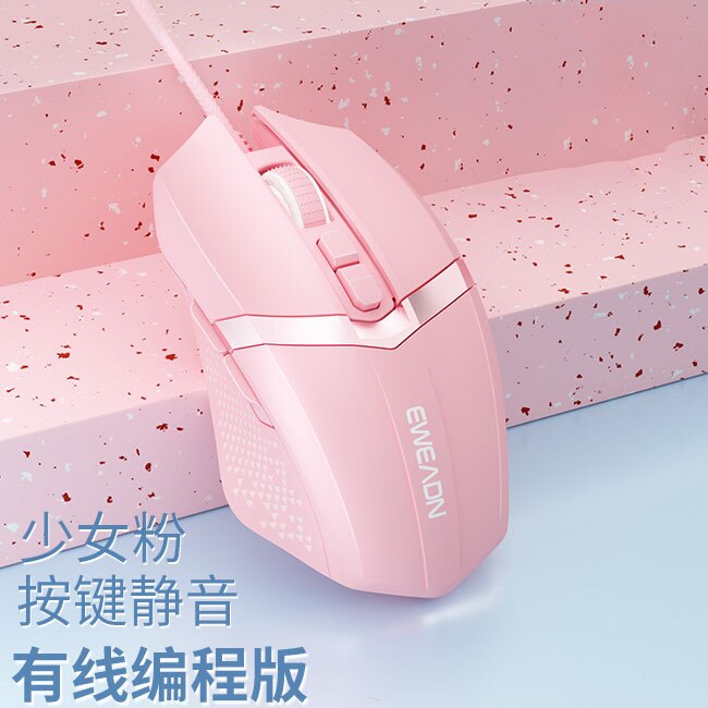 Wireless Mouse Rechargeable Mechanical Gaming Gaming Bluetooth Mute Silent Mouse for PC Laptop Tablet iPad Huawei Xiaomi Samsung: Wired Pink