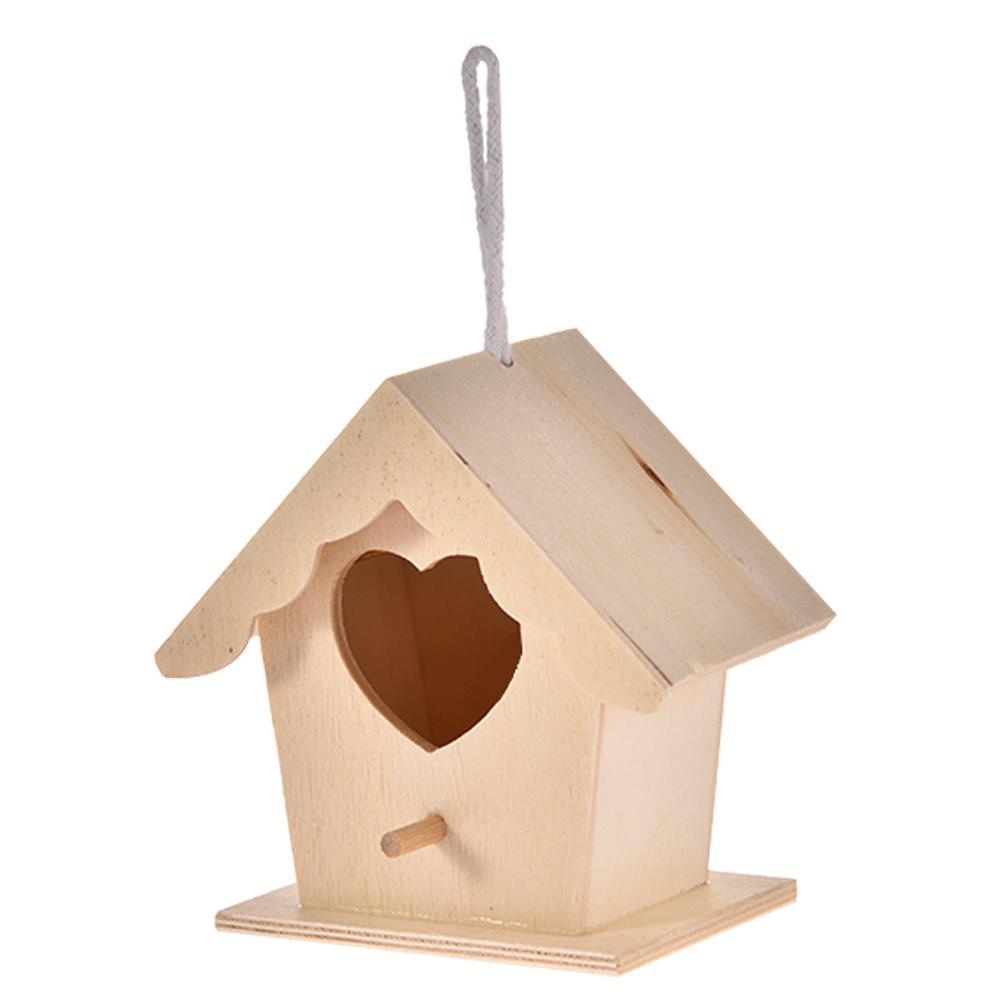 Casa de madera para pájaros DIY, bonito colgante para exteriores, Nido de Pájaro montado en la pared, jaula para cacatúa, juguete, casa de pájaros, decoración de jardinería