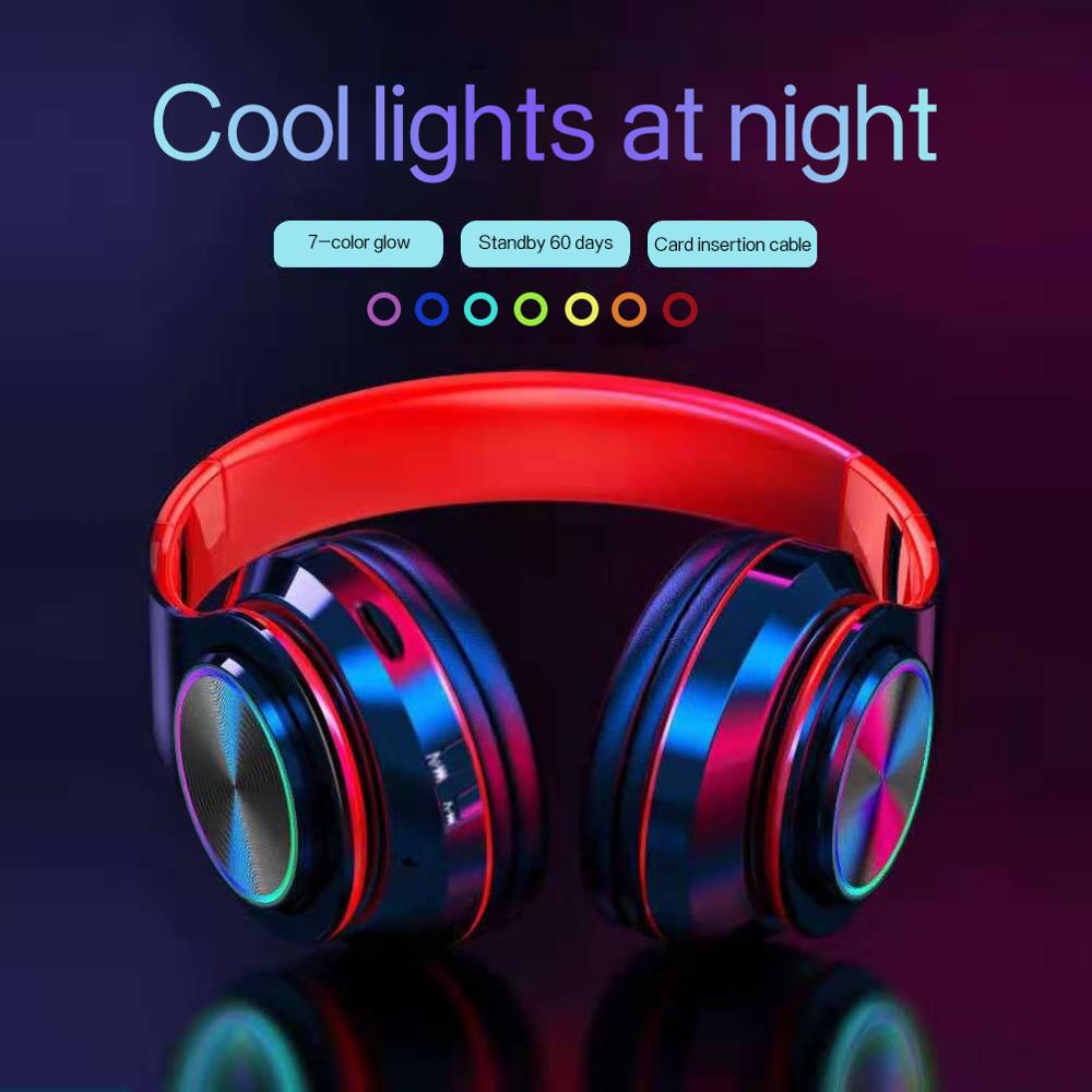 Caridite B3 Bluetooth Hoofdtelefoon Mobiele Telefoon Draadloze Led Licht Hoofdband Opvouwbare Headset Handsfree Hoofdtelefoon Met Mic