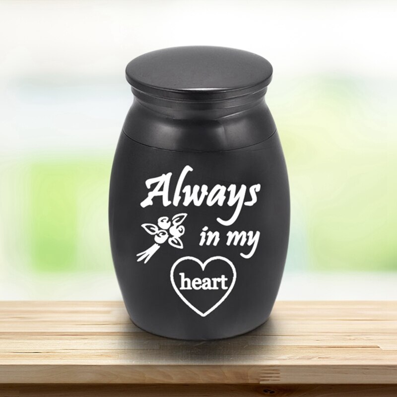 Cremation Ashes Urn Keepsake Casket Columbarium Pet Memorials Mini Size Pet Supplies Black Alloy Pet Urns for Dog Cat Bird Mouse