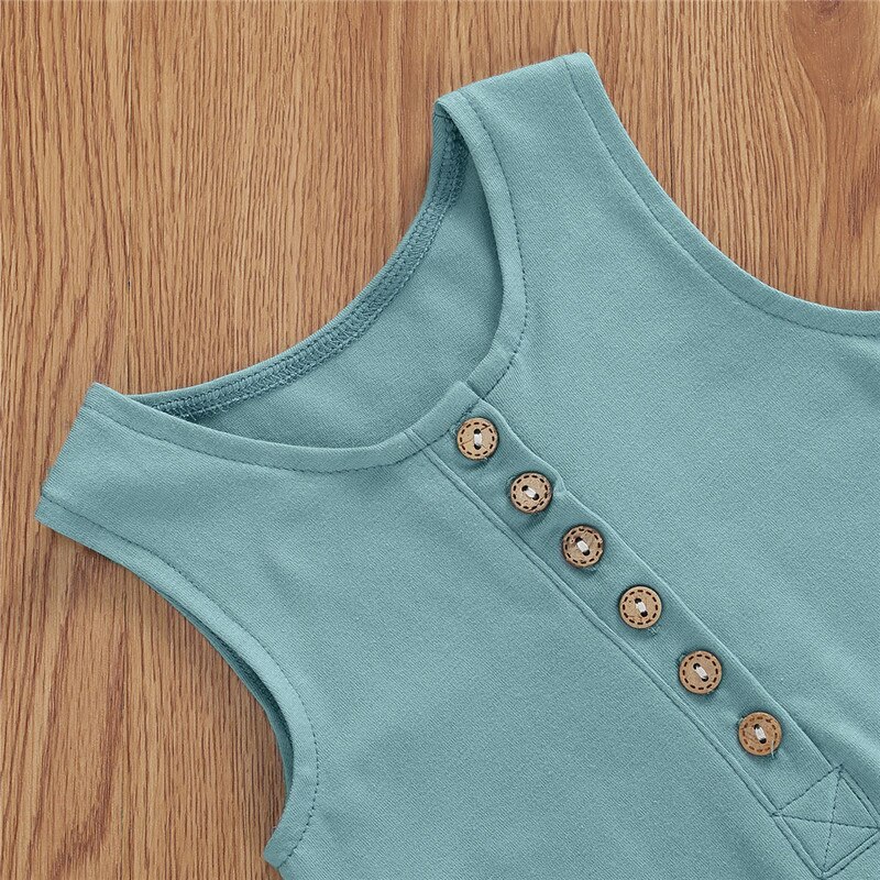 Baby Jongens Meisjes Gestreepte Gedrukt Rompertjes Baby Baby Jongen Meisje Mouwloze Knop Jumpsuit Een Stuk Jumpsuit Zomer Outfits 0-18M