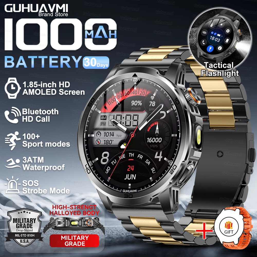 2026nuovo T-REX3 Astuto Della Vigilanza fitness Orologio 1000mAh Batteria di Grandi Dimensioni 10ATM Torcia Elettrica Impermeabile BT Chiamata di fitness Uomini sport Smartwatch