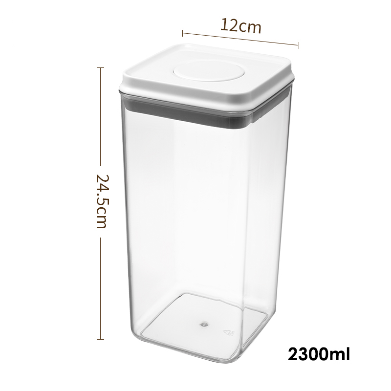 Press Open Clear Plastic Food Storage Box with Pop Up Lid Moisture-Proof Grains Container Cereals Jar Kitchen Pantry Organizer: army green