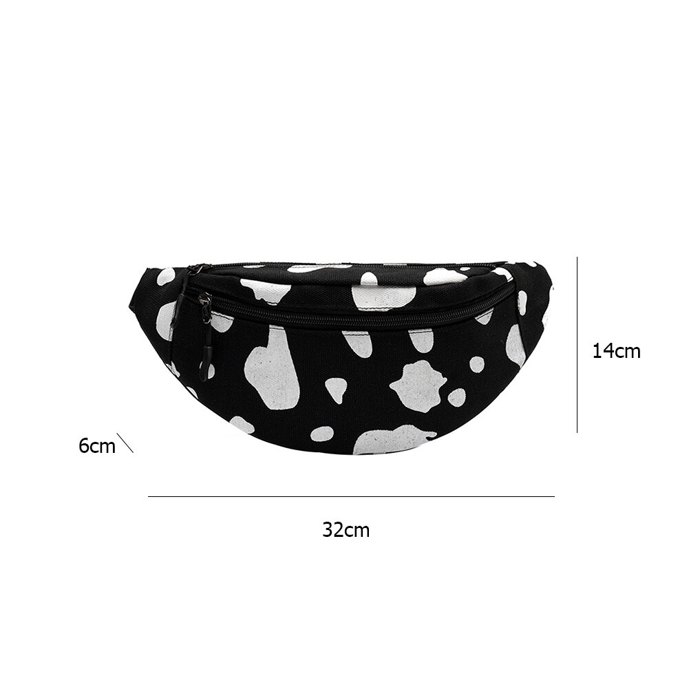 Frauen lässig Milch Kuh Druck Taille Taschen lässig Leinwand Einfache fanny Gürtel Pack Damen Kleine miserabel Schulter Umhängetaschen