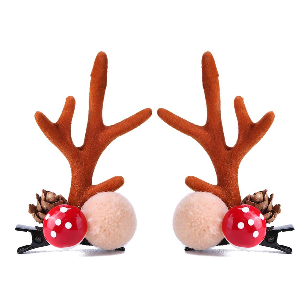 2 stuks schattige kerstgewei haarspelden van uitstekend duurzaam polyester, metaal, handwerk, haaraccessoires, haarspelden: Bruin b