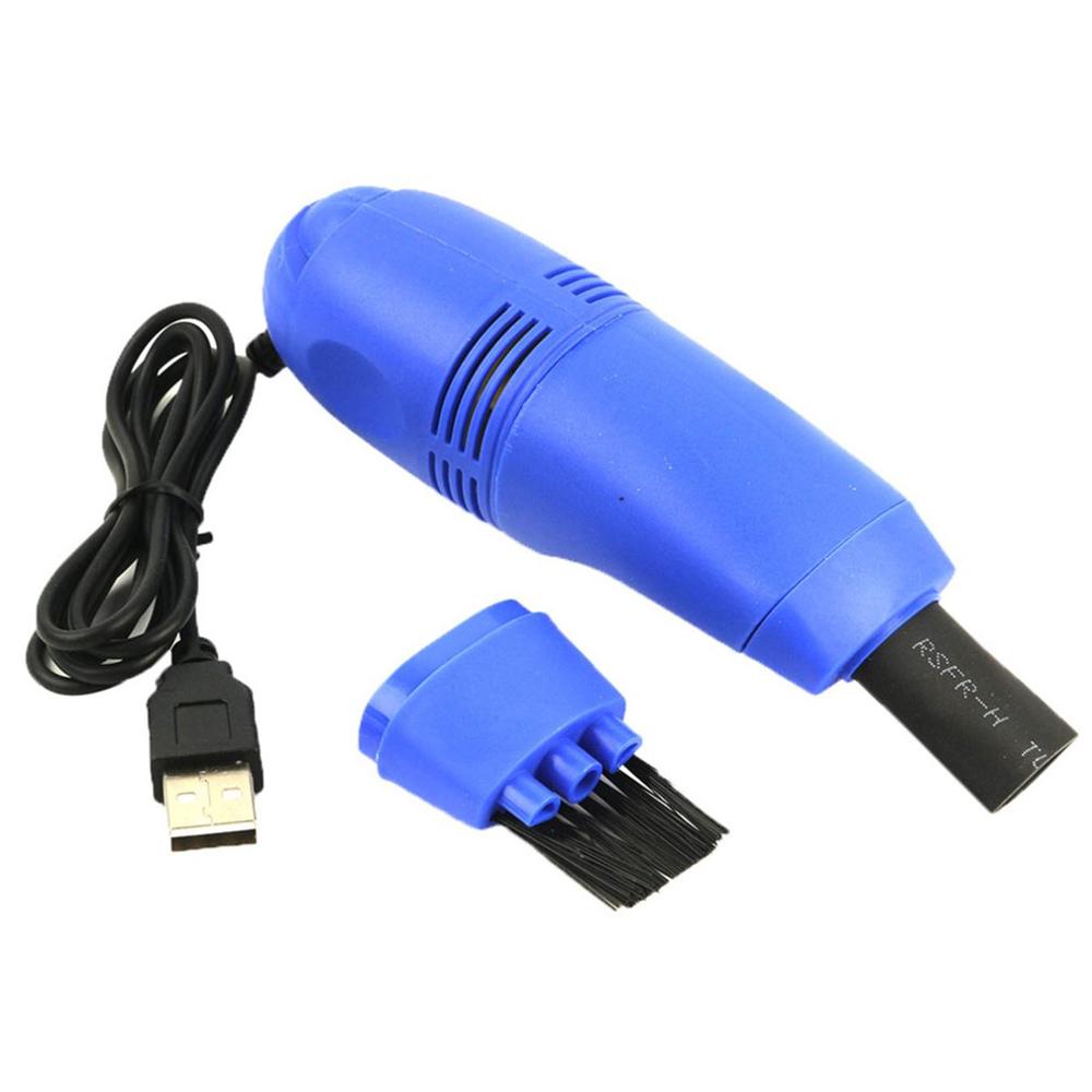 Usb-computertoetsenbord, stofzuiger, klein formaat, mini-stofzuiger voor pc, laptop, desktop, verwijder stof, borstel, thuiskantoor, bureau: Blauw