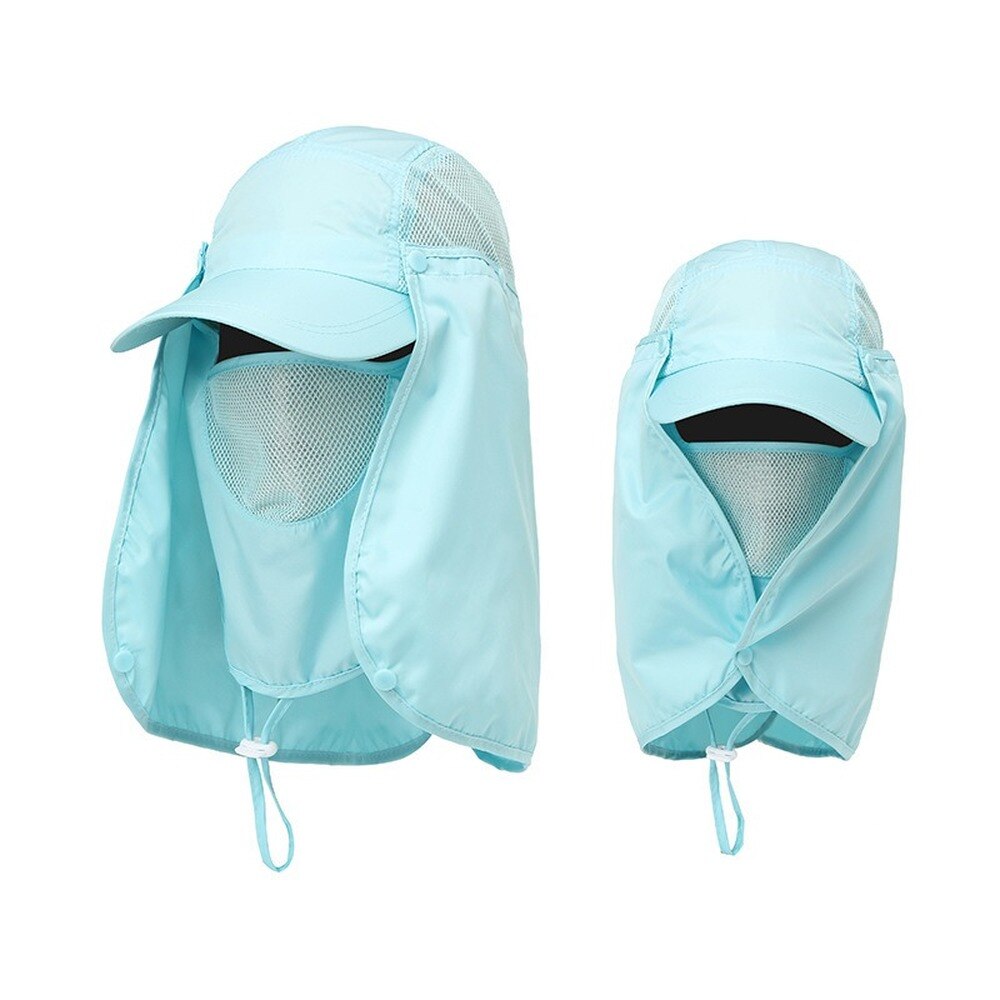 Vissen Hoed Voor Mannen &amp; Vrouwen Outdoor Uv Zon Bescherming Brede Rand Hoed Met Gezicht Cover En Hals Flap: Sky Blue