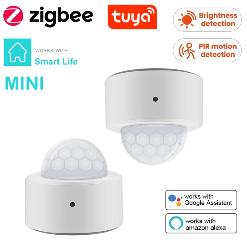 Tuya 2 In 1 Zigbee Mini Pir Bewegingsmelder + Heldere Lux Licht Passieve Infrarood Beveiliging Inbraakalarm Sensor