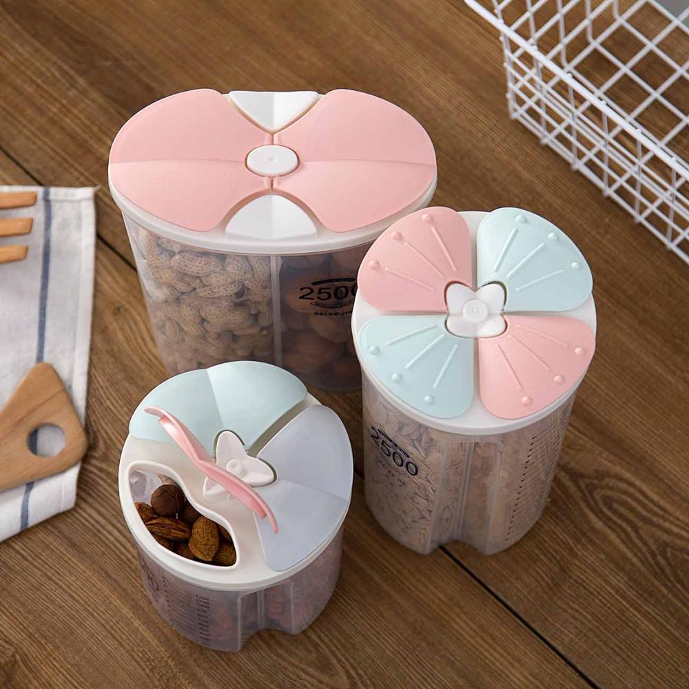 Transparent Multi-grid Kitchen Storage Containers Beans Grain Cereal Storage Container Sorting Rice Box Sealed Case with Divider