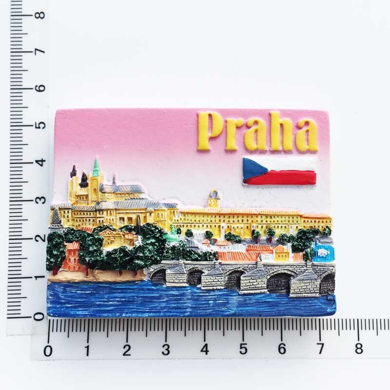 3d Resin Fridge Magnet Souvenir Czech Prague Cultural Landscape Tourist Collection Hand Painted Magnet Refrigerator Sticker: 3