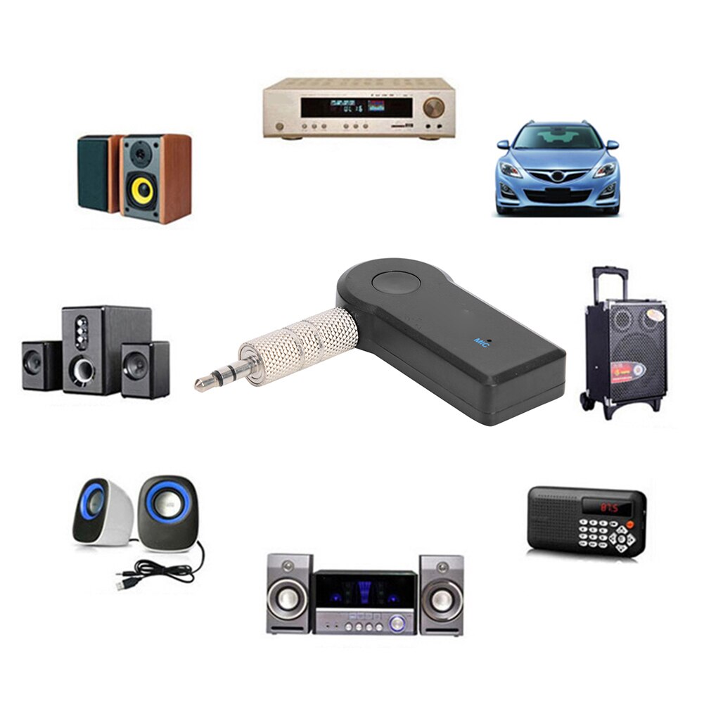 Kabelloses bluetooth-audio-autokit mit 5.0 freisprechadaptern und integriertem -in 120 -mah-akku für 3.5mm aux-geräte mit klinkenanschluss