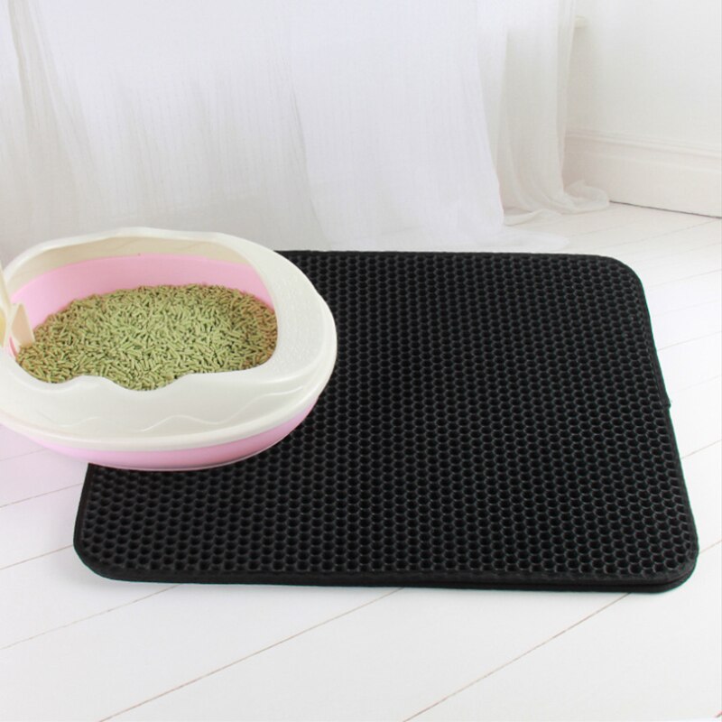 Pet litter mat with Double layer waterproof clean pad accessories for dog cat toilet: Black / L 45x60cm