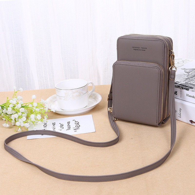 SMOOZA Crossbody komórek torba na telefonu na ramię torebka na telefon moda codziennego użytku posiadacz karty Mini letnia torba na ramię dla kobiet portfel: Szary