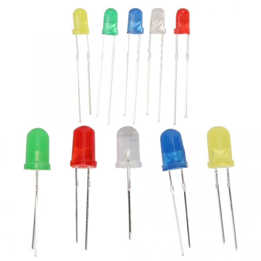 300PCS 3mm 5mm LED Light Emitting Diodes Kit Yellow/Green/Blue/Red/White Bulb Chips for Spotlight Floodlight LED 100w