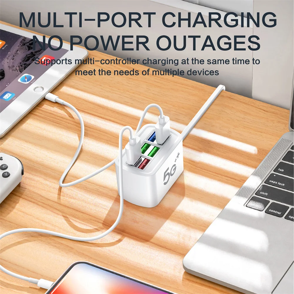 6 usb usb-strømskinne telefonlader universaladapter multiport ladehode stikkontakt eu us-plugg vegglader stikkontakt hub splitter