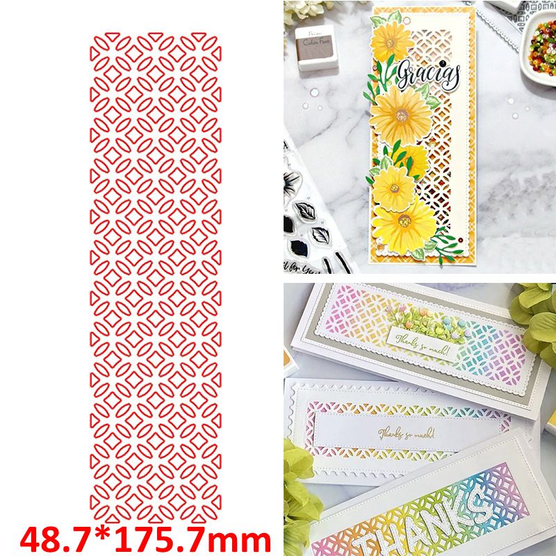 Slimline Metal Cutting Dies Set Stitched Rectangle Scallop Scale Round Irregular Geometry Lawn Architecture Border Frame: 15