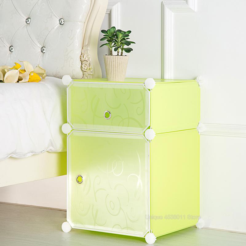 Bedside table simple European home bedside cabinet plastic storage cabinet storage cabinet white cabinet: green