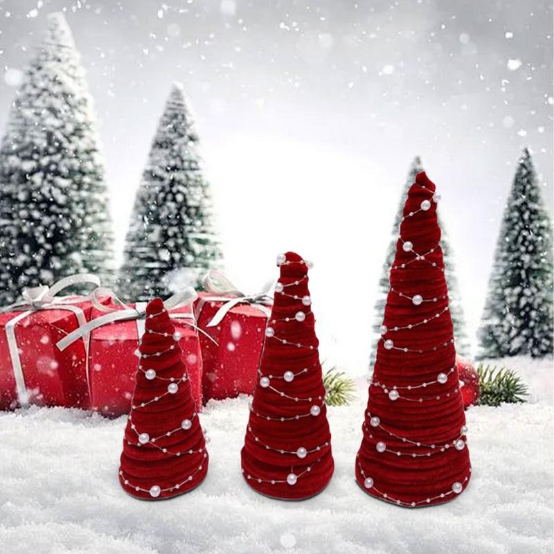 Schreibtisch-Weihnachtsbaum, Vliesstoff, Weihnachtsbaum, realistischer künstlicher Weihnachtsbaum, Miniatur-Weihnachtsfiguren, einzigartig