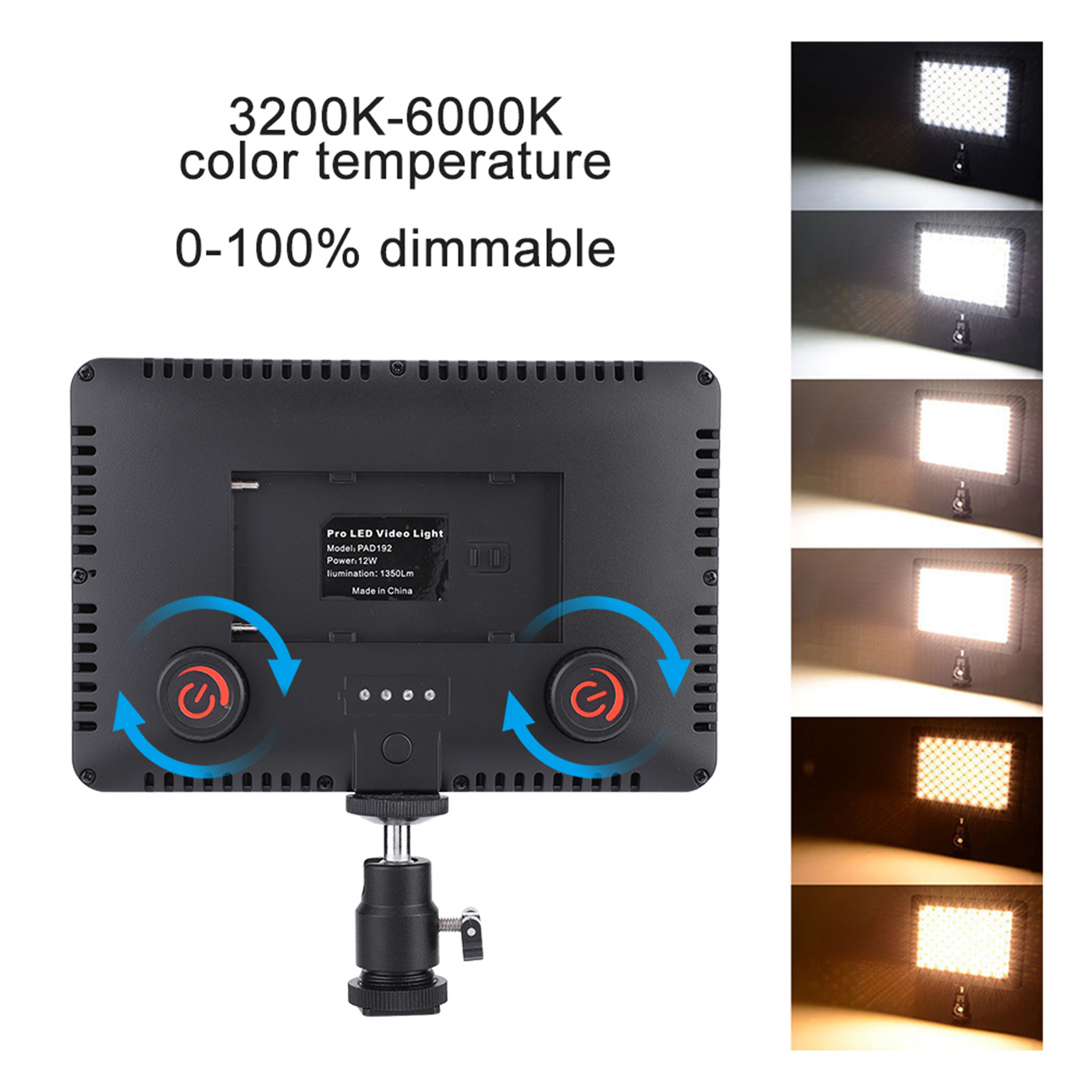 192 Led Video Light Panel Ultra Dunne Fotografie Vulling Licht 3200K-6000K Kleurtemperatuur Led Video Licht voor Camera