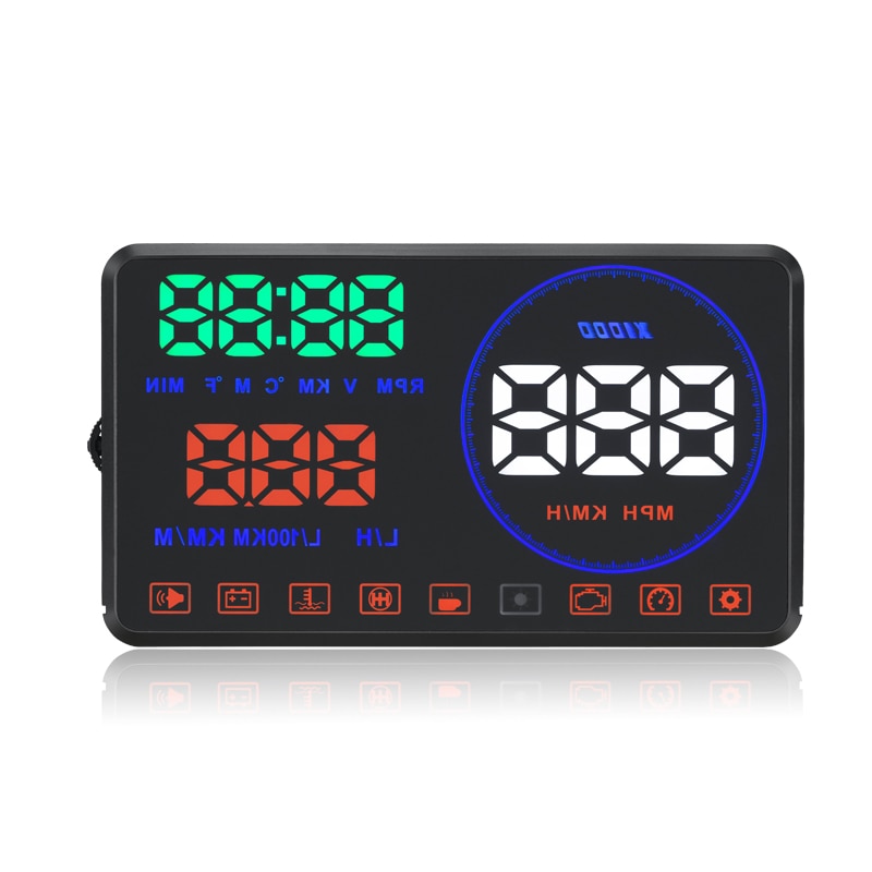 Geyiren  m9 hud display bil 5.5 tommer forrude projektor obd 2 euobd bil køredata display hastighed rpm brændstofforbrug
