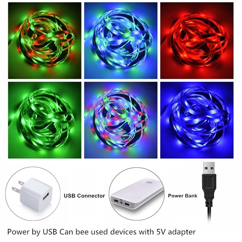 5V 2835 Led Strips Decoratie Verlichting Usb Infrarood Afstandsbediening Lint Lamp Voor Festival Party Slaapkamer Rgb Backlight