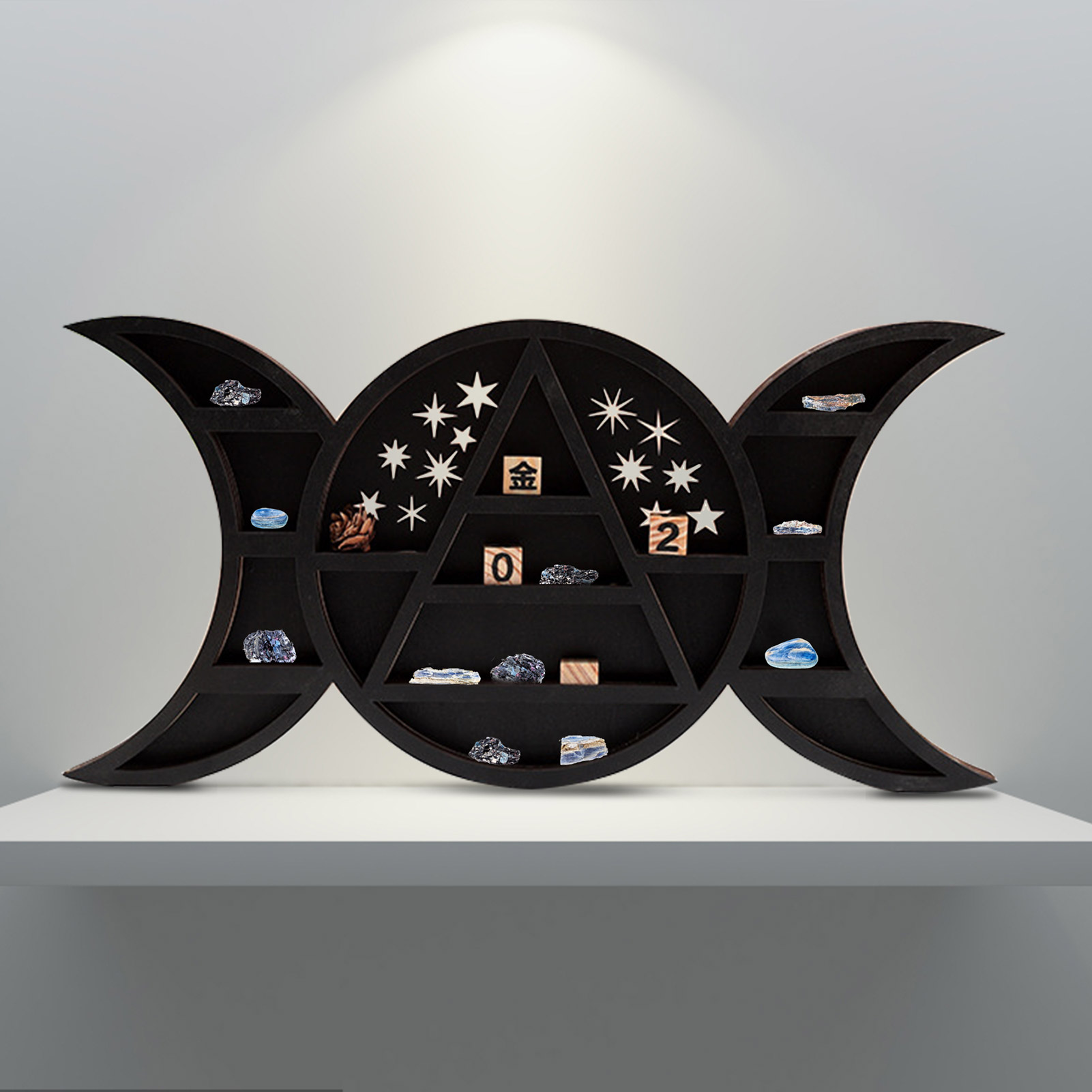 Moon Shelf Crystal Shelf Display Crystal Shelf Display For Stones Essential Oils &amp; Which Decor Gothic Witchy Decor Moon Phase