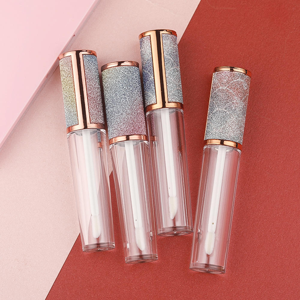 6ml regnbue fargerik diamanthette tom klar lipgloss tube med tryllestav tom leppestift tube verktøy kosmetiske emballasjebeholdere