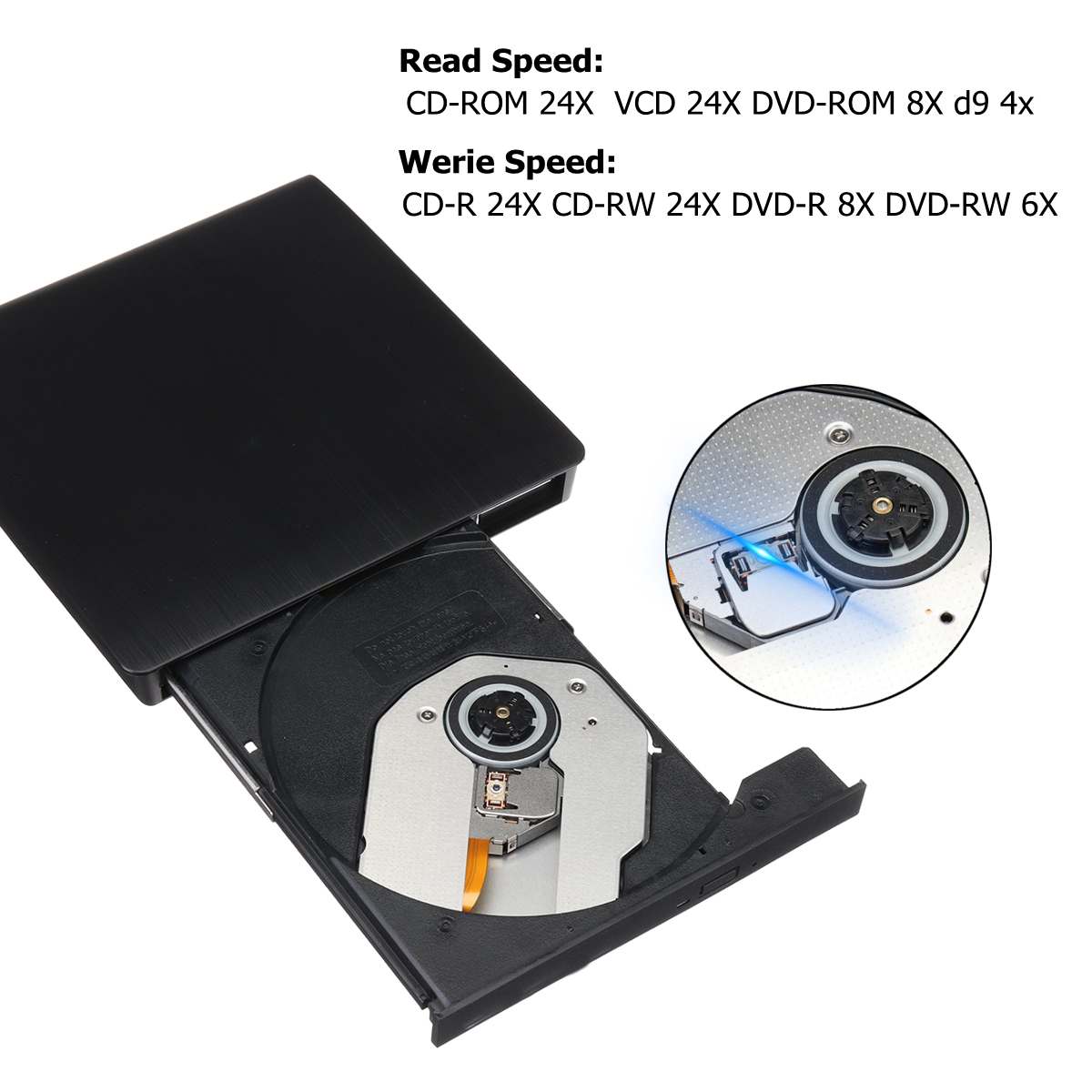 USB 3.0 Slim External DVD RW CD Writer Drive Burner Reader Player Optical Drives For Laptop PC Business Office