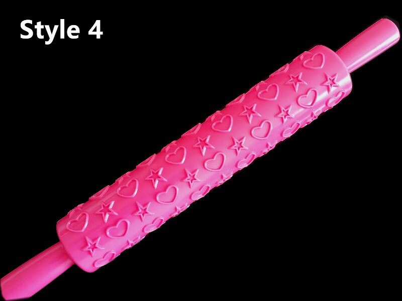 Rouleau à pâtisserie en plastique, outil de décoration de pâtisserie, pour gaufrage, Fondant, artisanat, motif de fleur, cœur: Style 4