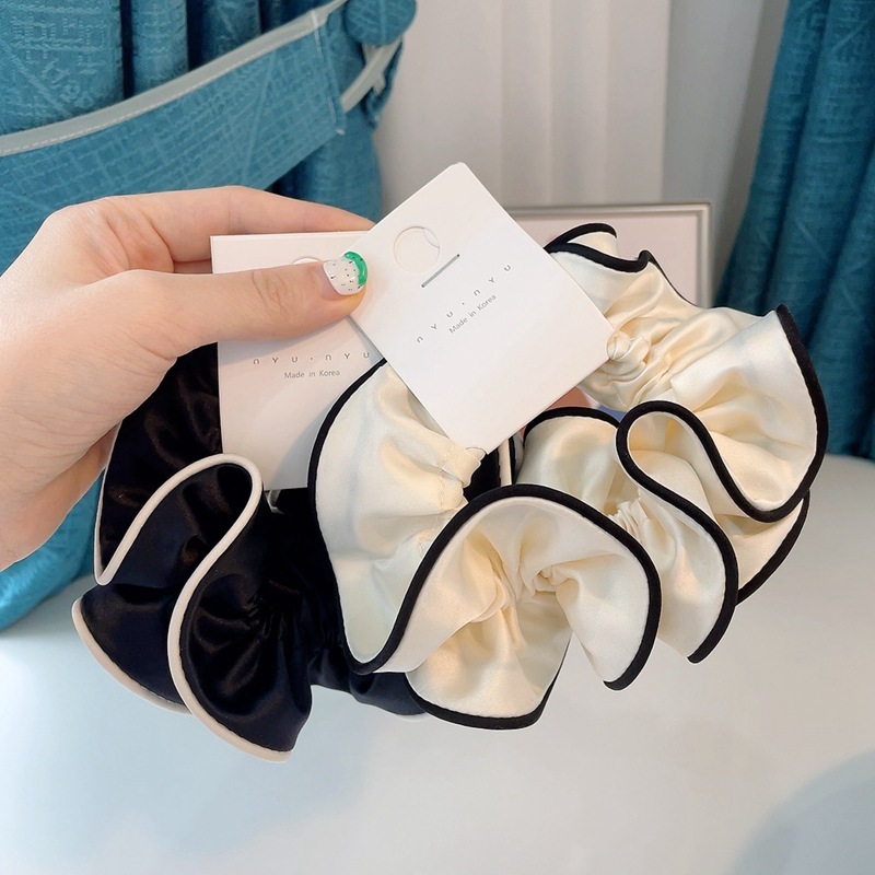 Coleteros grandes Satain de doble tela de seda satinada de estilo coreano, accesorios para el cabello para mujeres, bandas elásticas de alta gama para niñas
