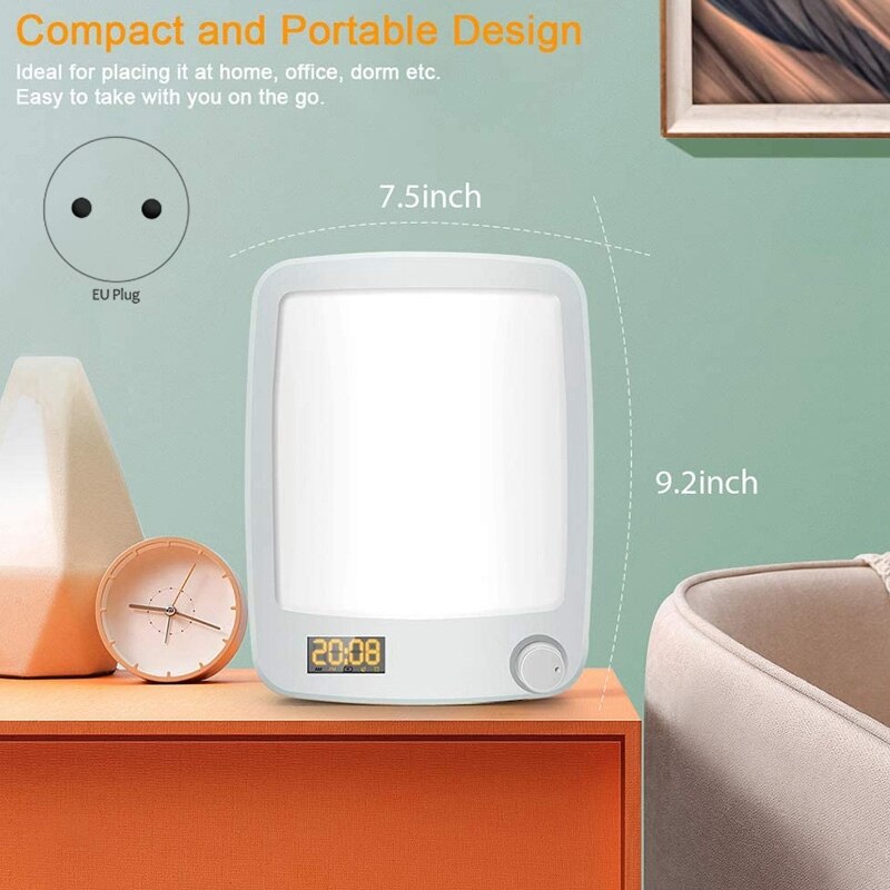Lichttherapie Lamp,10,000 Lux Uv-Gratis Led Therapie Lamp, energie Licht Wake-Up Light Wekker & Snooze Eu Plug