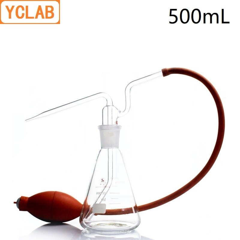 YCLAB 500mL Kegel Waschen Flasche Glas Dreieck Standard Mund Gas Reinigung Labor Chemie Ausrügestochen
