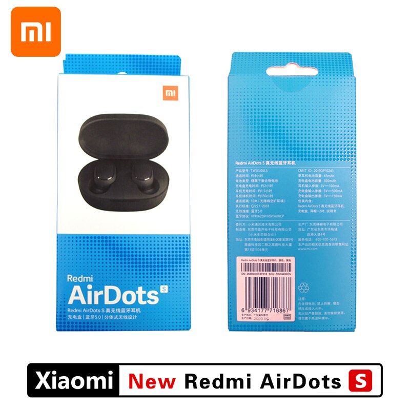 Original Xiaomi Redmi Airdots S TWS Noise reduction Bluetooth Earphone Stereo bass 5.0 With Mic Handsfree Earbuds AI Control