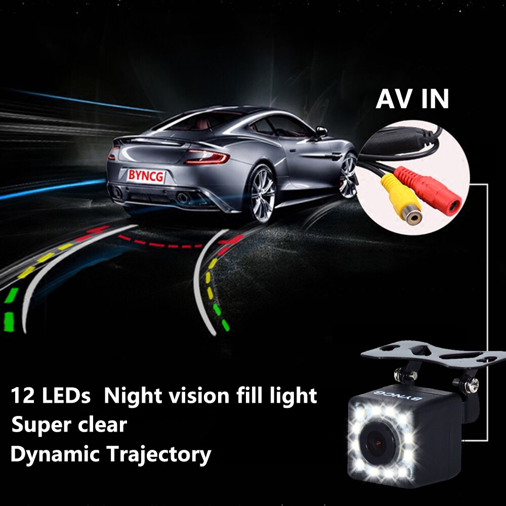 BYNCG 12 LEDs Intelligente Dynamische Traject Tracks Achteruitrijcamera CCD Reverse Backup Camera Auto Omkeren Parking Assistance