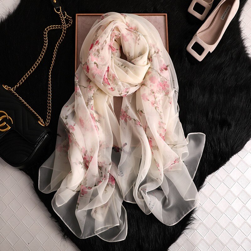chinese style Classic women silk scarf female scarves ladies beach wrap chiffon shawl sunscreen large bandanna foulard muffler: B2