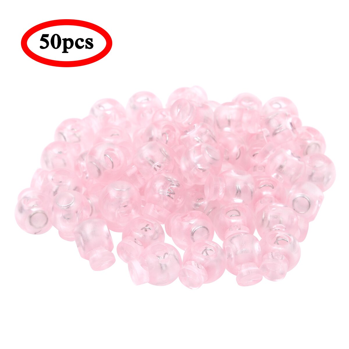 50 st /100 st sladdlås plast bygel rep klämpropp ändar rund kulform bagage snodd propp glidande fästelement: Rosa