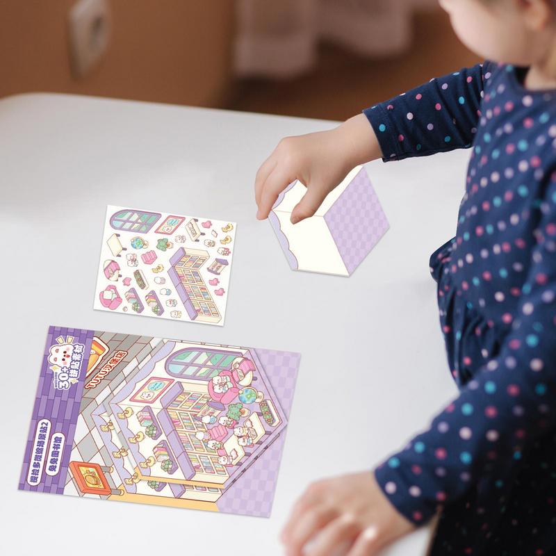 Make Your Own Scene Stickers Funny 3D Effect Sticker Safe Books Decoration Art Craft Supplies Cartoon House Decals Reusable Diar