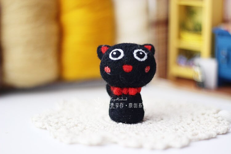 Needle Felting Animals Mouse Hand Made Felt Rabbit Dog Cat Shiba Inu DIY Kit for Adults Starter Crafts Matrial: Miaoxiaohei