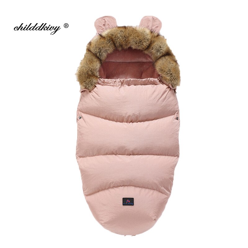 Winter Baby Kinderwagen Schlafsack Nette Ohr Schlafsack Für Kleinkind Warme Dicke Plus samt FußSack Neugeborenen Rollstuhl Umschläge: dunkel Rosa