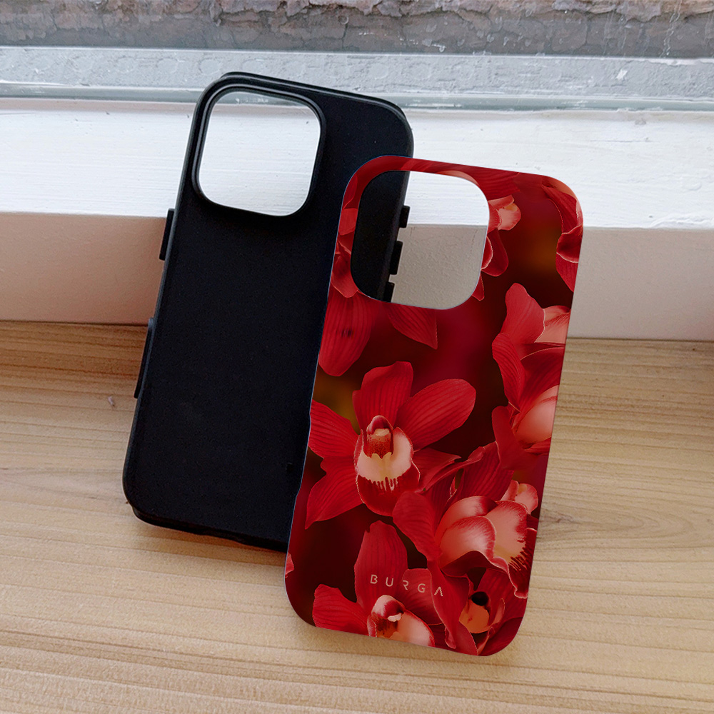 BURGA luxury- Pink flower picture Phone Case for IPhone 16 15 14 13 12 11 Pro Max Plus Luxury Double-layer Back Cover