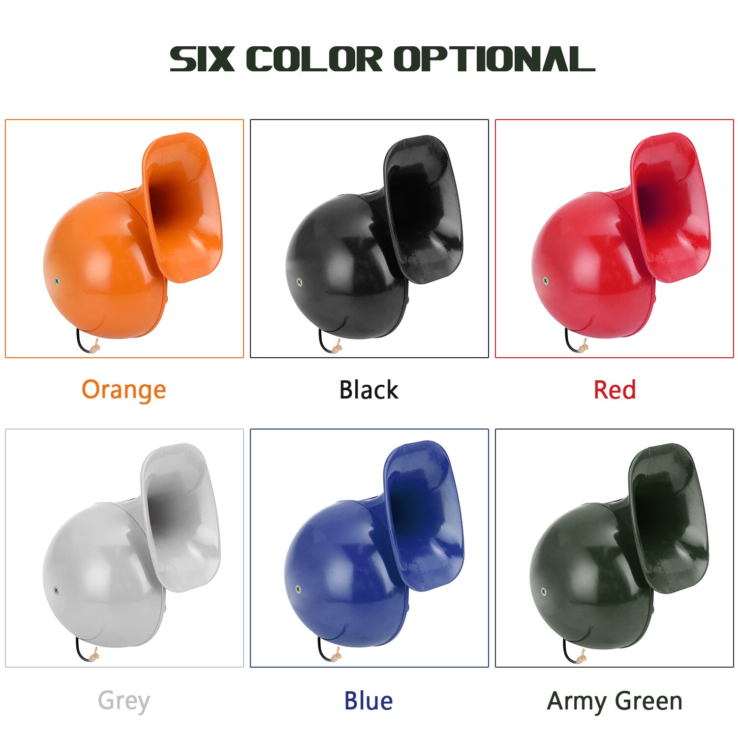 Bocina eléctrica tipo Caracol para coche, claxon de aire Universal de 300DB, 12V, negro, azul, verde y naranja