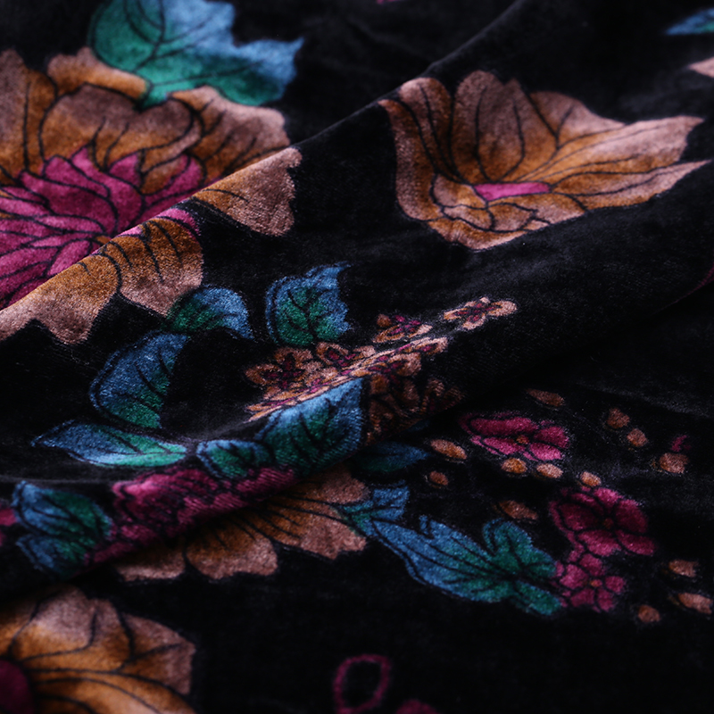 Bedrukte fluwelen zijden stof zachte en delicate jurkstof cheongsam zijde fluwelen stof zijden doek 114cm