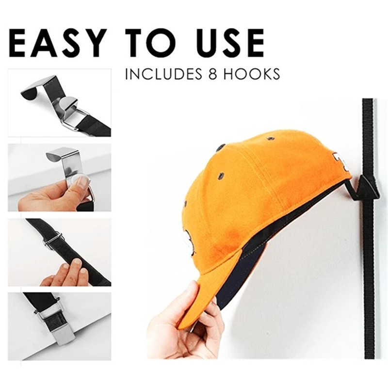 Perchero de gancho ajustable con tapa para ropa, cuerda para colgar después de la puerta, gancho multiusos para puerta trasera, percha para colgar abrigos, cuerda de almacenamiento, 1 ud.