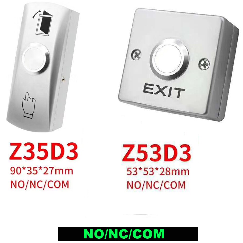 Zinc Alloy GATE DOOR Exit Button Exit Switch NO/NC/COM Door Access Control System Door Push Exit Door Release Button Switch