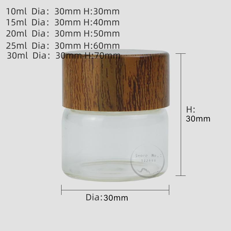10ml draagbare glazen mini-potjes met luchtdichte afsluiting en schroefdraad, lege cilindervormige kruidenpotjes, opbergpotjes, dispenserflesjes 30ml: Buikspieren / Donker kaki