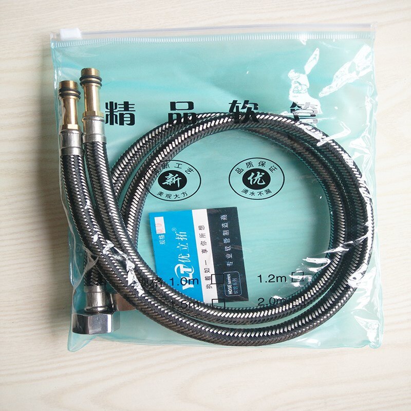 304 stainless steel high pressure explosion proof black mixed braided hose single head pointed faucet inlet pipe: 50cm