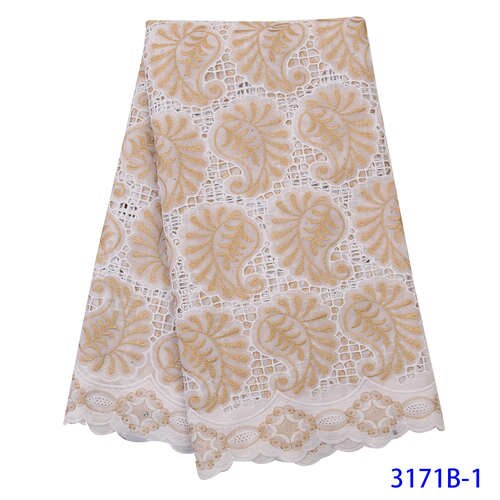 Lo último en Tela de encaje de malla Africana blanco puro para vestido de boda bordado, encaje nigeriano, encaje suizo de gasa, YA3171B-5 de Suiza: Picture 1